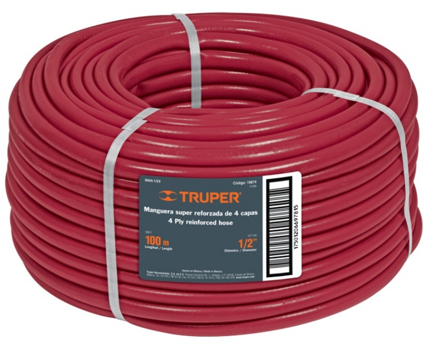 Шланг Профи, усиленный, 4-слойный 1/2" 100м Truper