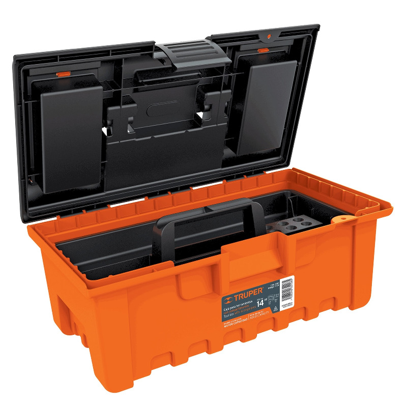 Кейс для инструментов, оранжевый с органайзером 480х270х250, вес 1,9 кг Truper