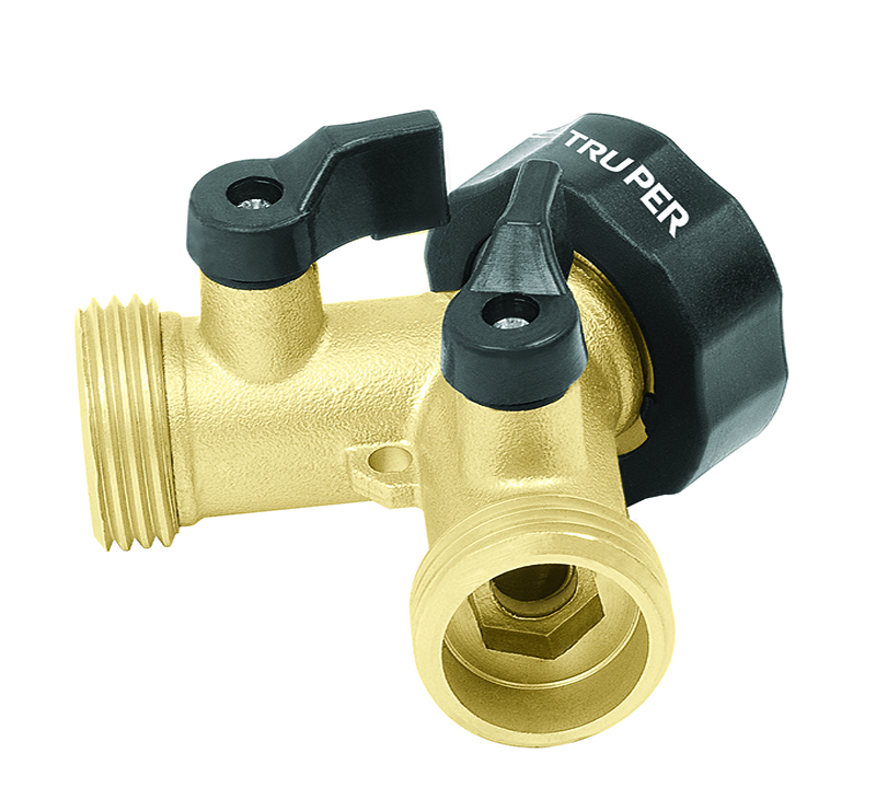 Двойник с краниками, Y-образный, Латунь 3/4&Prime; Truper