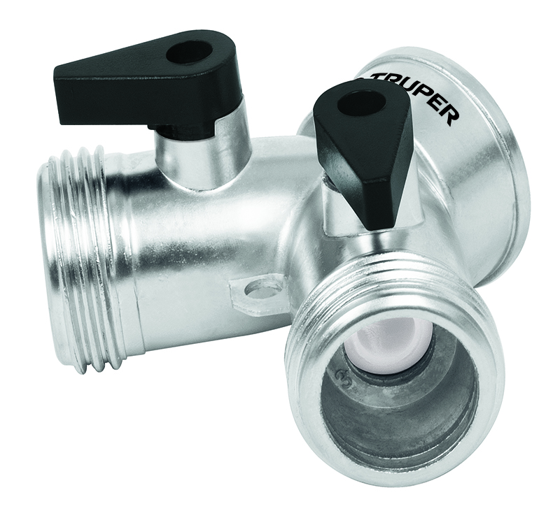 Двойник с краниками, Y-образный, Алюминий 3/4&Prime; Truper